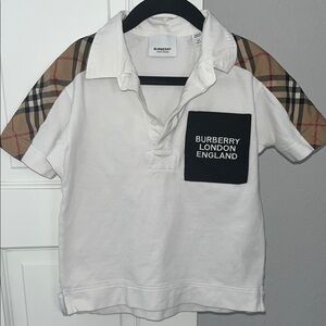 Burberry Kids White and Black Polo Shirt
